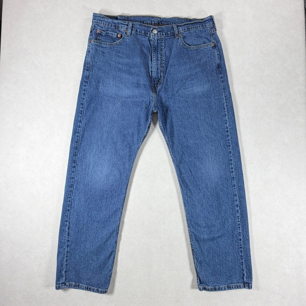 Levis 505 Regular Fit Mens Jeans 40x30 Medium Wash Blue Straight Leg Stretch